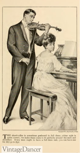 Edwardian mens evening formal suit 1905 formal tailcoat