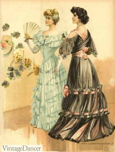 Edwardian 1905 evening dress