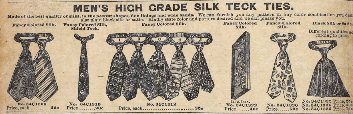 1905 Teck tie mens scarf tie Edwardian era neckwear