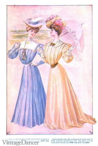 Edwardian 1905 sailor dress and summer dress