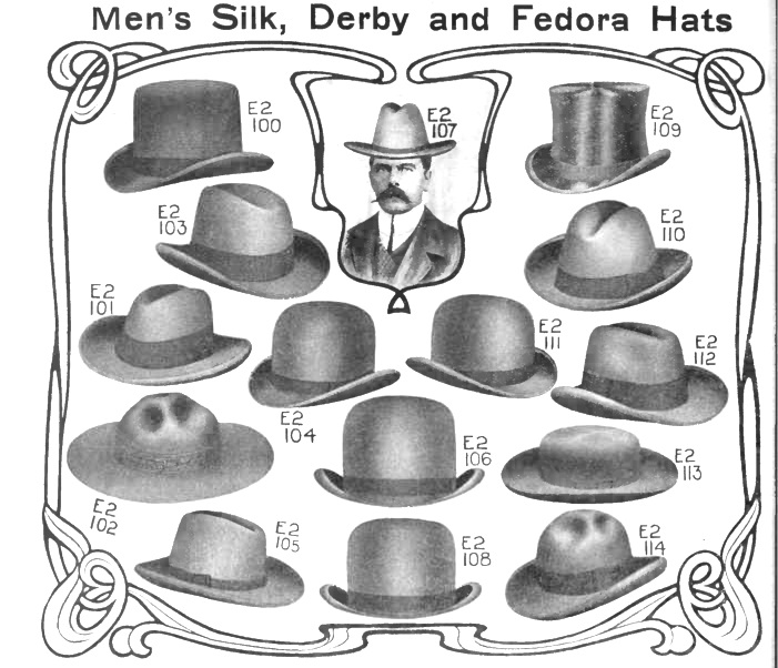 New Edwardian Style Men's Hats 1900-1920