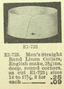 Mens 1907 "straight band" poke collar with overlap edge