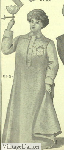 Winter Edwardian nightgowns sleepwear 1900s 1907 wool nightshirt
