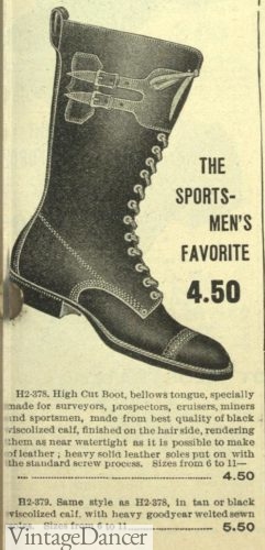 Mens work boots 1900s Edwardian footwear
