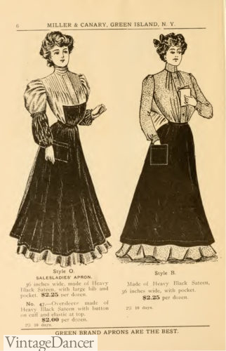 1907 Edwardian pinner apron, half apron