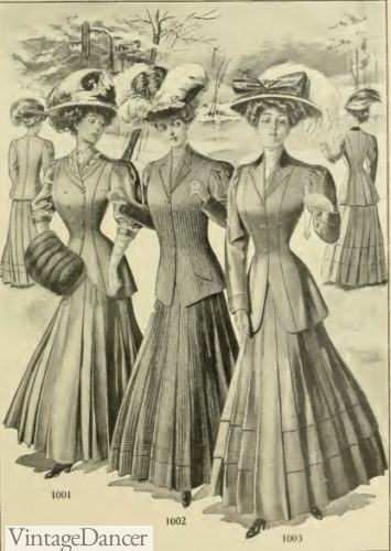 Edwardian women's walking suits 1907