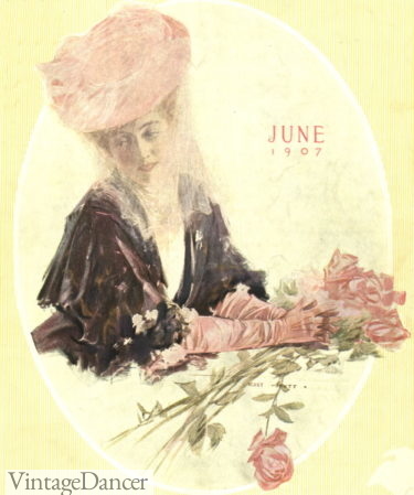 1907 rose pink gloves with matching hat