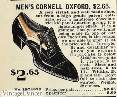 Edwardian 1907 black and tan oxford shoes