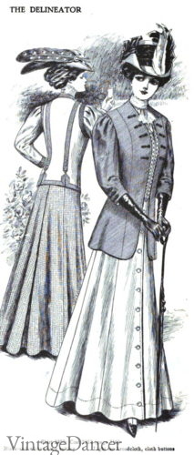 1908 sport skirt with button down front