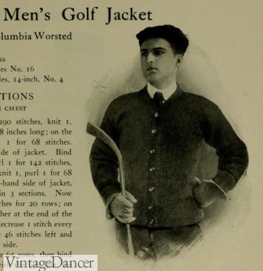 1900s mens golf sweaters knitwear jumpers cardigans