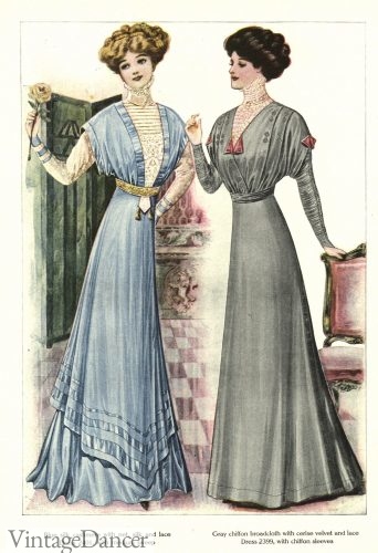 1908 day dress/reception dress daytime dress frocks Edwardian era