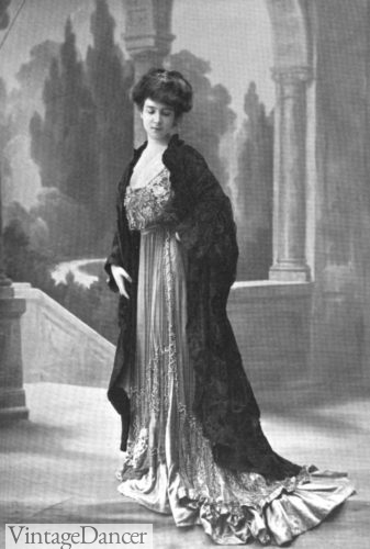1908 long ruffled duster evening coat