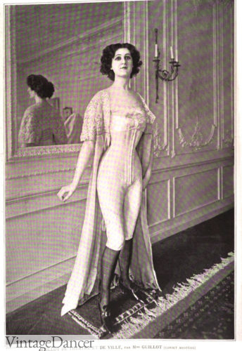 1908 Corset, knit drawers, robe photograph