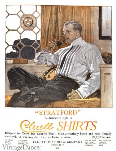 Mens Edwardian 1908 pleated front soft shirt