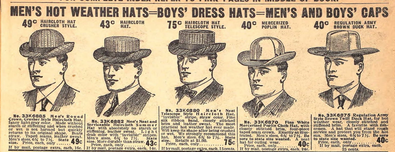 1900s Men's Hat Styles, Edwardian Era