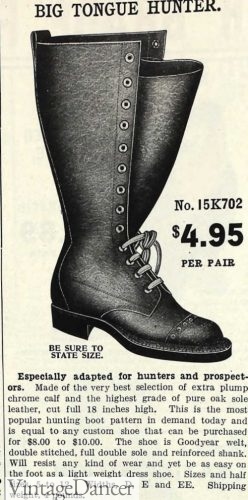 Mens work boots 1900s Edwardian era Edwardian