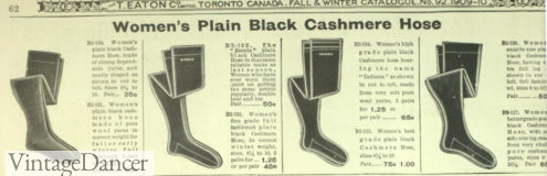 1909 plain black cashmere stockings hosiery women poor
