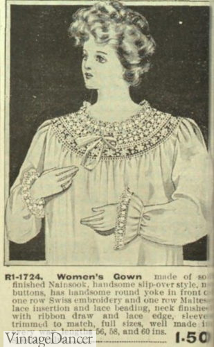 1909 round yoke neckline