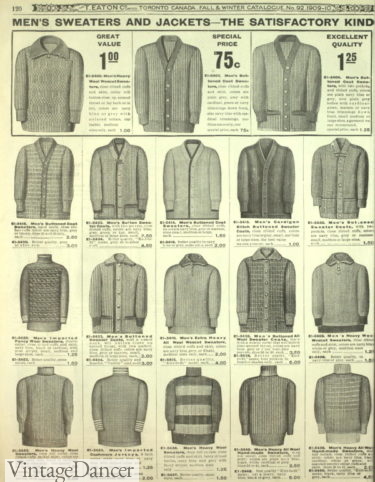 1900s casual mens sweaters knitwear jumpers cardigans jerseys 1909
