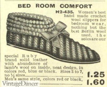1909 crochet house slippers home shoes women ladies