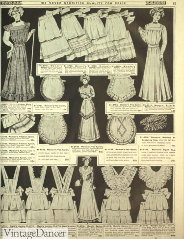 1909 ruffled aprons Edwardian apron