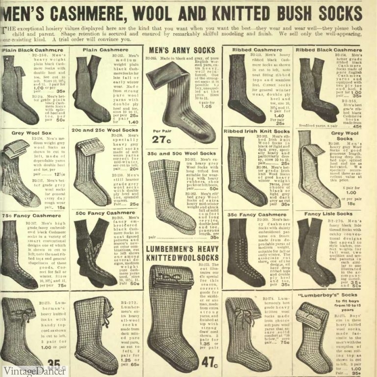 Vintage Men's Socks History1900 to 1960s