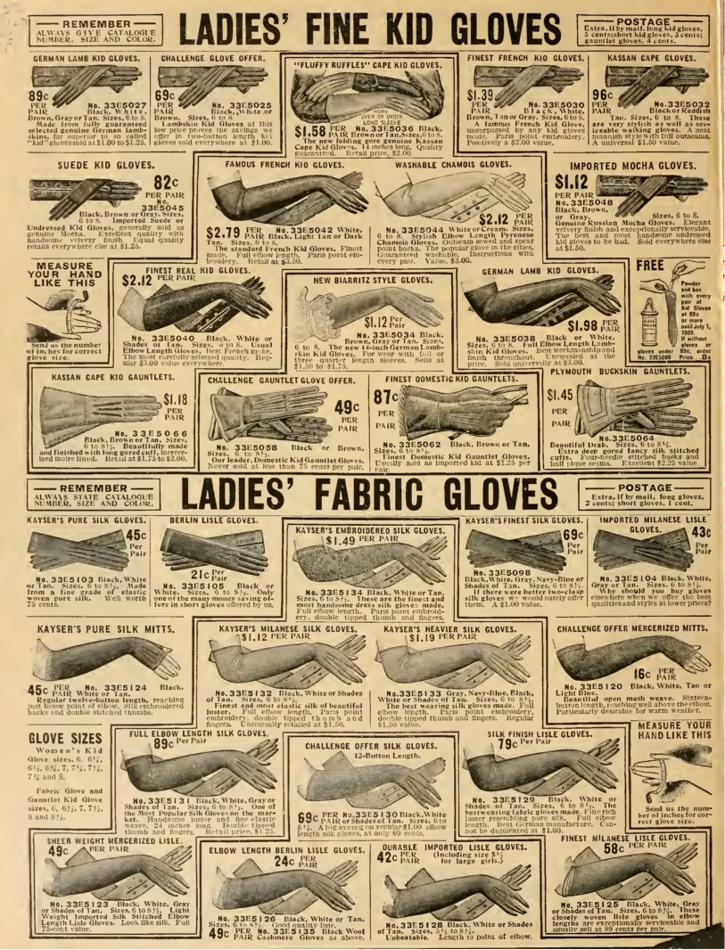 1909 Women's summer and winter gloves and mittnes