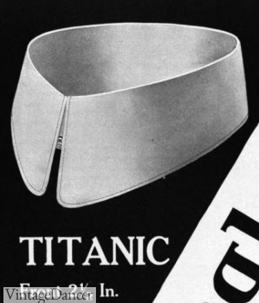 1909 Titanic collar club large low on shirt high look collar