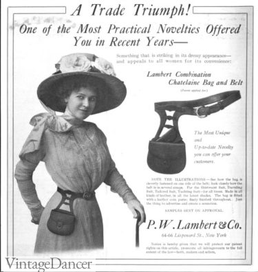 1909 a belted chatelaine bag for the new Edwardian woman