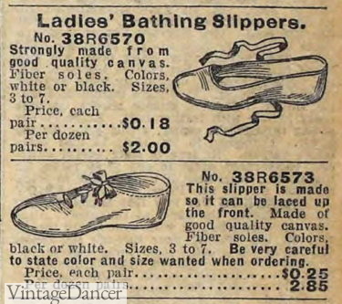 Edwardian swim shoes bathing shoes 1900s 1910s