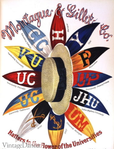 1909 hat bands for college teams