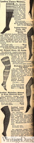 Victorian 1901 stripe and polka dot stockings