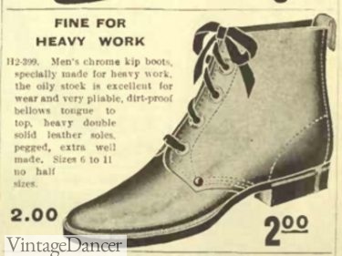 1909 men's work boots Edwardian