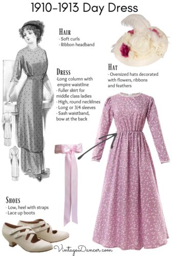 1910-1913 day dress Titanic middle class daytime dress costume outfit DIY at VintageDancer