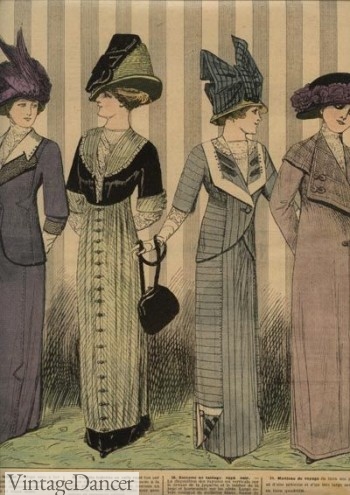 1910 tailored suits for morning, early afternoon, traveling and visiting.