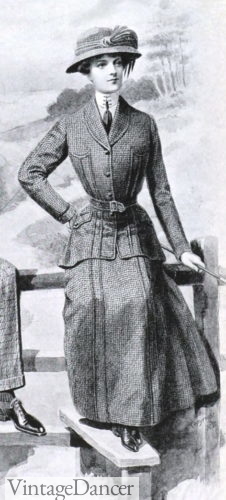 1910 tweedy sport suit hiking clothes women 1910s