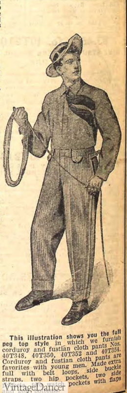 1910 teen corduroy work pants