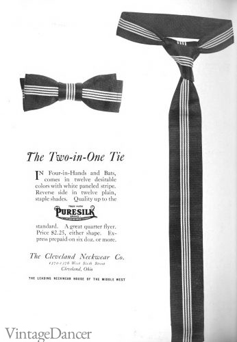 Edwardian Necktie and Bow Tie Styles History 1900s-1910s, Vintage Dancer