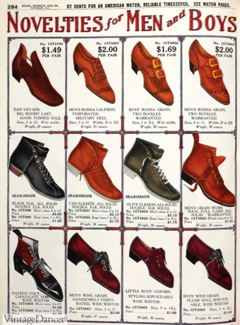 1910 boys or men's oxford shoes and sport boots