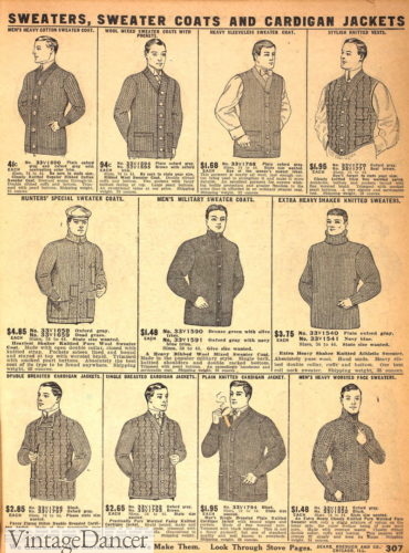1910s mens knitwear sweaters jumpers cardigans