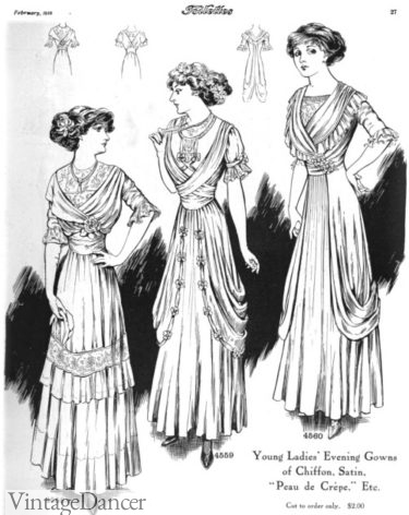 Edwardian 1910s teenage girls evening dresses