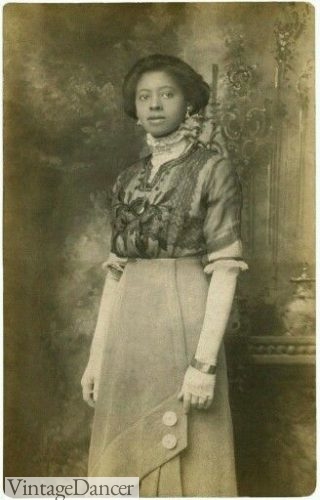 1900s -1910s Black Fashion, Edwardian African American Clothing Photos, Vintage Dancer