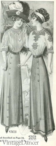 1911 Edwardian hobble skirts, button details