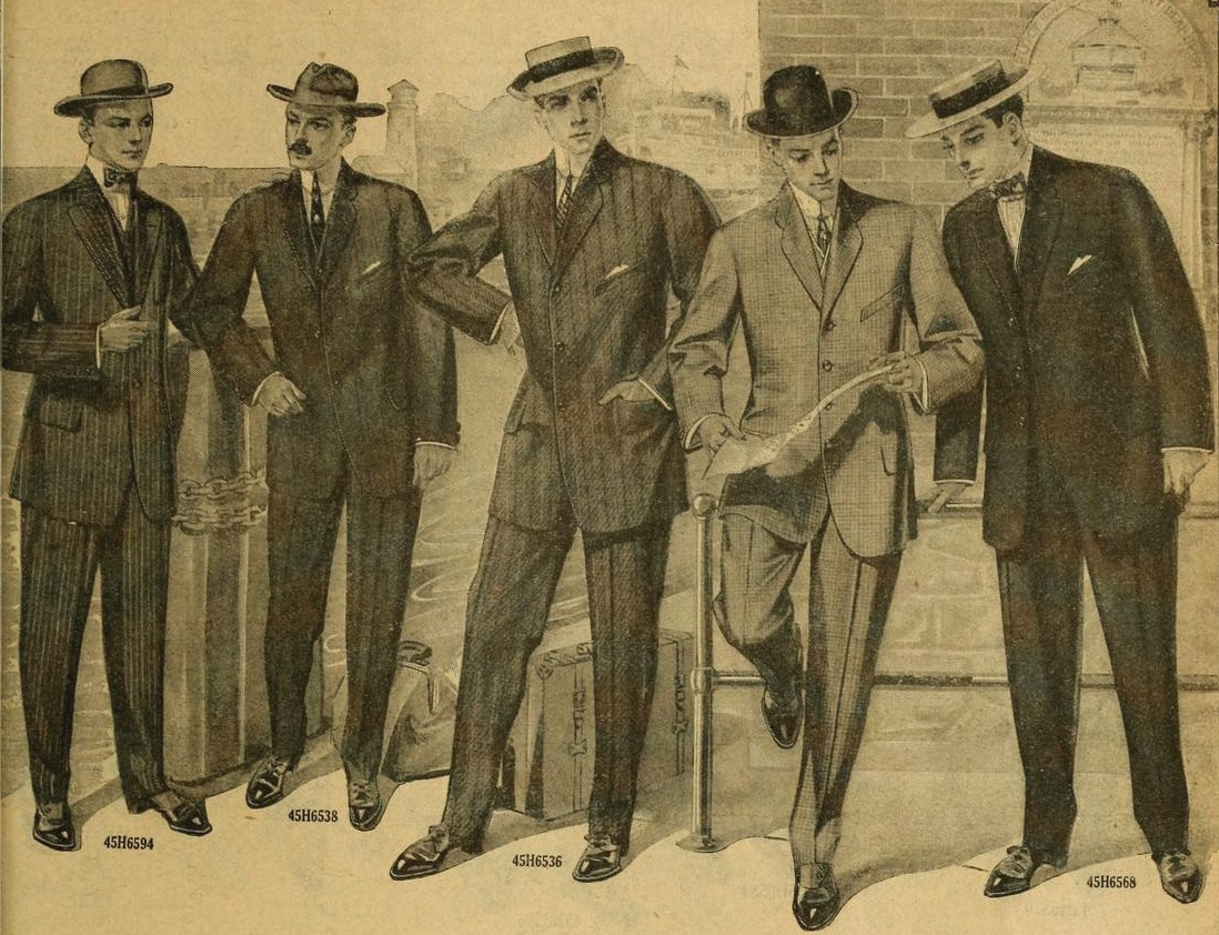 Men's Green Tweed Slim Suit Trousers - 1913 Collection