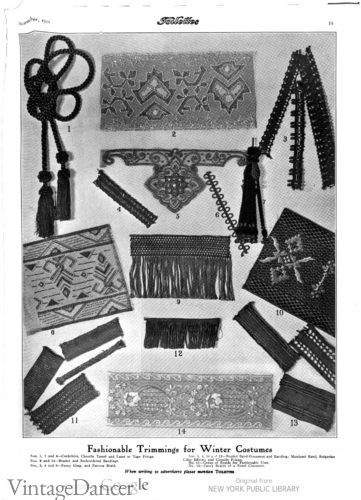 Edwardian sewing - 1911 trim - lace, fringe, tassels