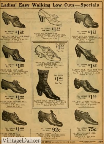 1912 Sears ladies shoes and boots. Oxfords, and multi strap pumps. 