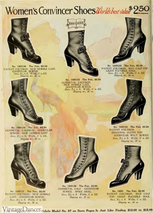 Titanic shoes, 1912 shoes, women's wide button boots for middle classes