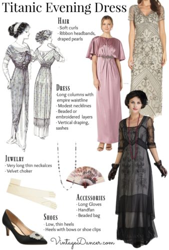 1912 Titanic Edwardian evening dress, hair, and accessories guide