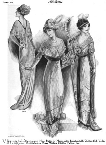 1912 Chiffon evening dresses