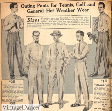 1912 men's casual pants outfits summer 1910s